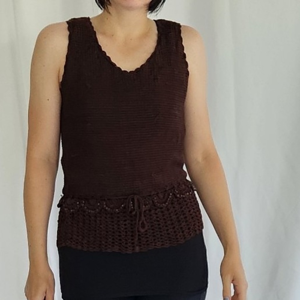 Y2K Brown Boho Sleeveless Top